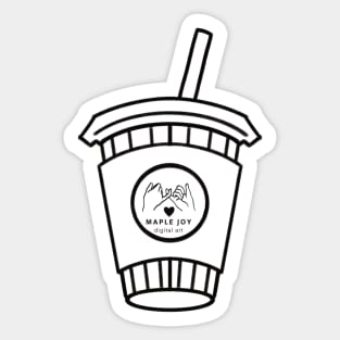 Coffe / boba addicts cup with logo. Sticker